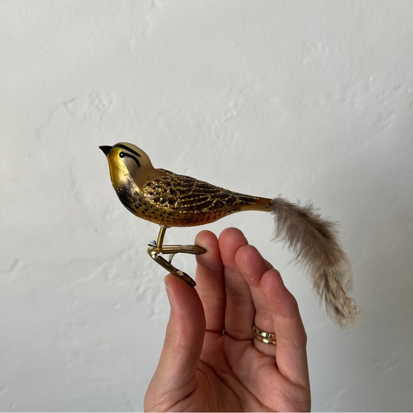 Old World Christmas Meadowlark bird Blown Glass Clip on Ornament feathers - Picture 12 of 16